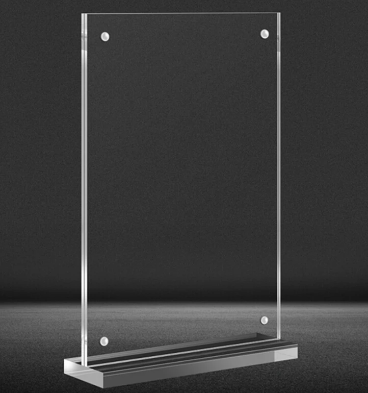 T-shape Acrylic Photo Frame 5 x 7 Acrylic Sign Holder with Magnets