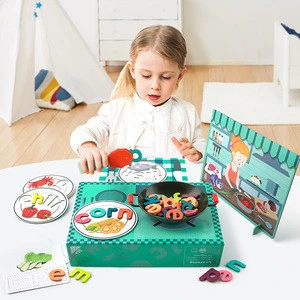 Top bright kitchen cooking toy ABC Spell&amp;Play Food Box pretend toy  kitchen toys set for kids