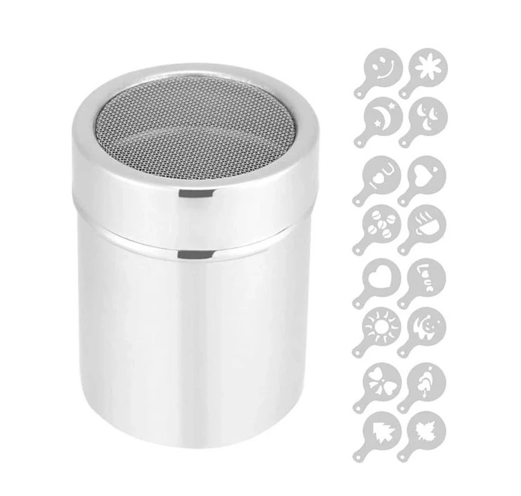 Top quality Stainless steel  herb & spice tools Seasoning Shaker Sugar Chocolate Cocoa Powder Can Salt Pepper Shaker