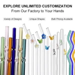 Top Seller Straws Custom Shape Glass Straw Colored Classic Bar Accessories Borosilicate Glass Straw  Set