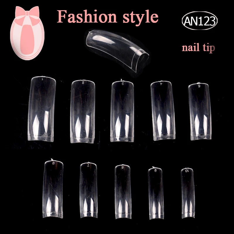 TSZS Hot Selling 500pcs French Design Artificia Nails Transparent Smile Curved Half Cover Square Shape Nail Tips Wholesale