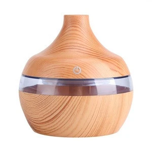 Ultrasonic 300ml 7 color led changing wood grain humidifier Aroma diffuser essential oil Air Aromatherapy