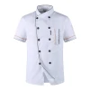Unisex Casual Soft Chef Jackets Short Sleeve Oblique Collar Double Breasted Kitchen Catering Restaurant Food Serive Work Uniform