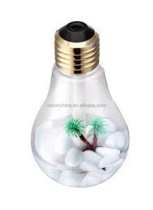 USB bulb shaped mini humidifier 400ml with LED light for air humidification and air fresh