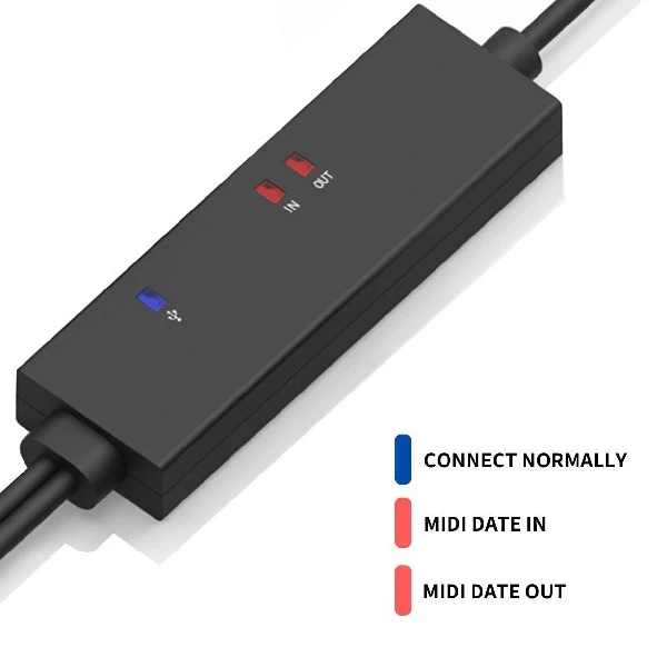 USB C  MIDI Interface music editing cable(1-IN / 1-OUT, Black) - Fly Kan Z-MIDI-C01