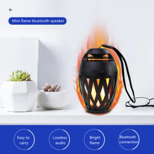 USB Charge Wireless Bluetooth Speaker WIth Flame LED Lamps Small Outdoor Flame Atmosphere Light for Camping Desktop