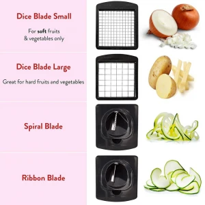 Vegetable Chopper - Spiralizer Vegetable Slicer - Onion Chopper with Container - Pro Food Chopper - Slicer Dicer Cutter