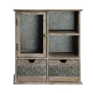 vintage wrought iron solid wood living room wall decor antique custom storage cabinet with two drawers furniture  02018