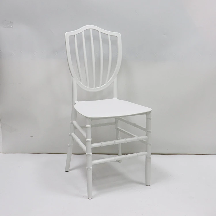 white color Plastic PP stack able wedding chair with hollow backrest design