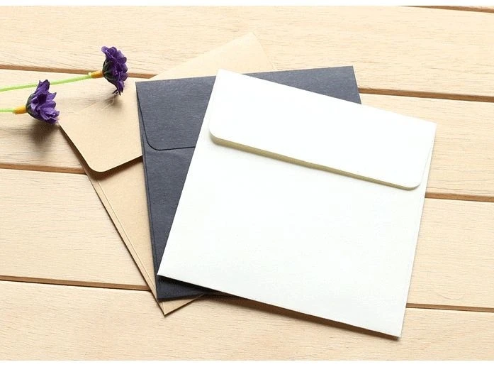 White recycled mini paper folding square envelope with custom
