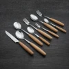 Wholesale 10pcs Wooden Handle cutlery set Spoon Fork Knife in flatware Set