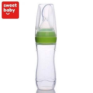 Wholesale 120ml Baby Silicone Squeeze Rice Cereal Feeder Bottle Infant Food Feeding Dispenser Spoon