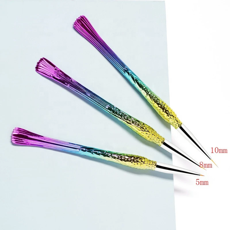 Wholesale 3 pcs/set nail art brush pen laser nail painting draw line pen Mermaid pole