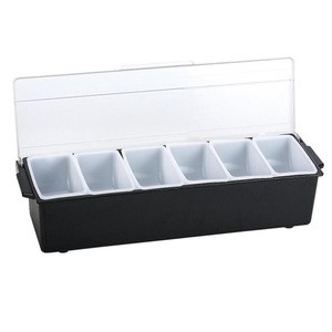 Wholesale 6pc Plastic Compartment Condiment Holder Chilled Spice Six Containers Seasoning Box