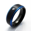 Wholesale Blue Domed Tungsten Carbide Rings with Black Carbon Fiber Inlay Two Tone Wedding Tungsten Rings