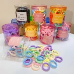 Wholesale Child Hair Accessories 50pcs/bottle Candy Color Plain Elastic Bandage Cute Ponytail Holder Hair Ties For Girls