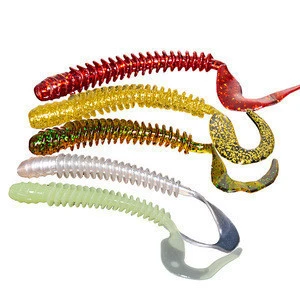 Wholesale Colorful Long Curly Tail Worm Soft Plastic Lure