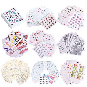 Wholesale Colorful Nail Stickers Kits Summer Flowers Black Line Design DIY Water Tattoo for Wraps Nail Sticker Decal