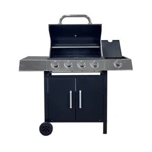 Wholesale Custom Black 4+1 Bunners Outdoor Barbeque Gas Grills with Stainless Steel Side Table