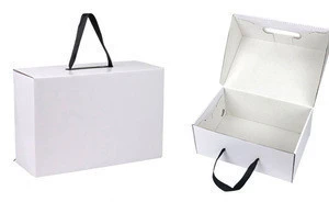 Wholesale custom foldable cardboard storage handbag packaging shoes boxes with ribbon handle