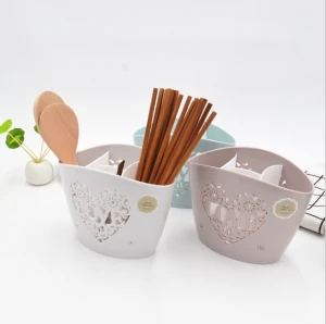 Wholesale eco friendly kitchen utensil holder with four detachable compartments plastic spoon fork chopstick holder