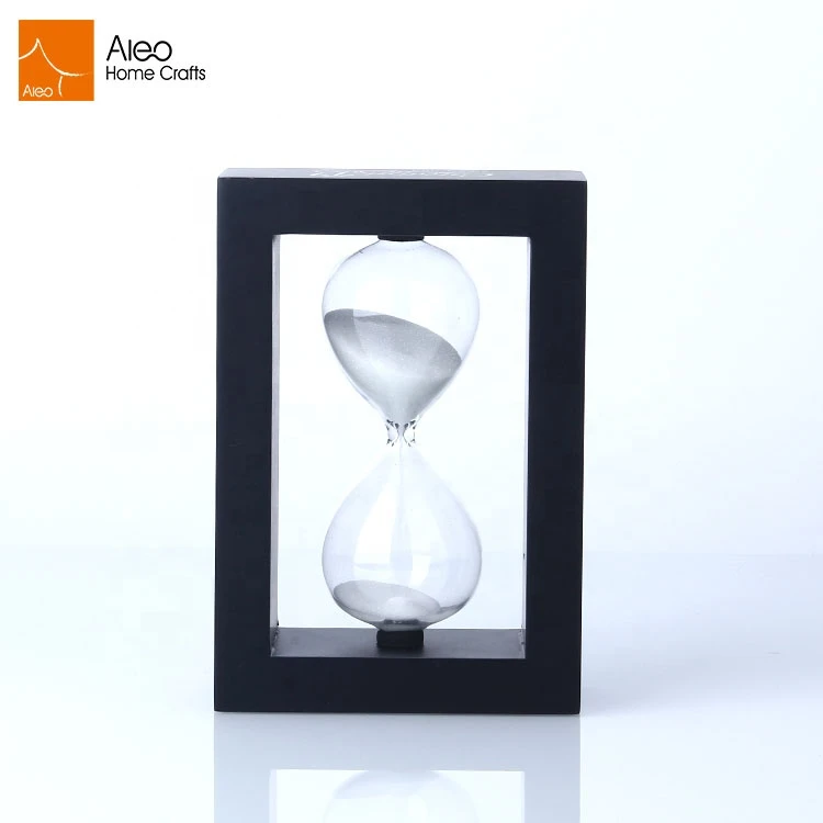 Wholesale Indoor Black Frame Decorative hourglass Custom Logo Wedding sand hourglass wood 30 Minutes Hourglass Manufacturer
