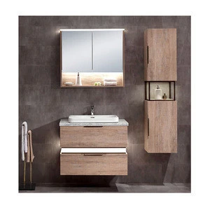 Wholesale Luxury OEM Design 30 Inch Hotel Furniture MDF LED Wall Hung Modern Bathroom Vanity Cabinet Set