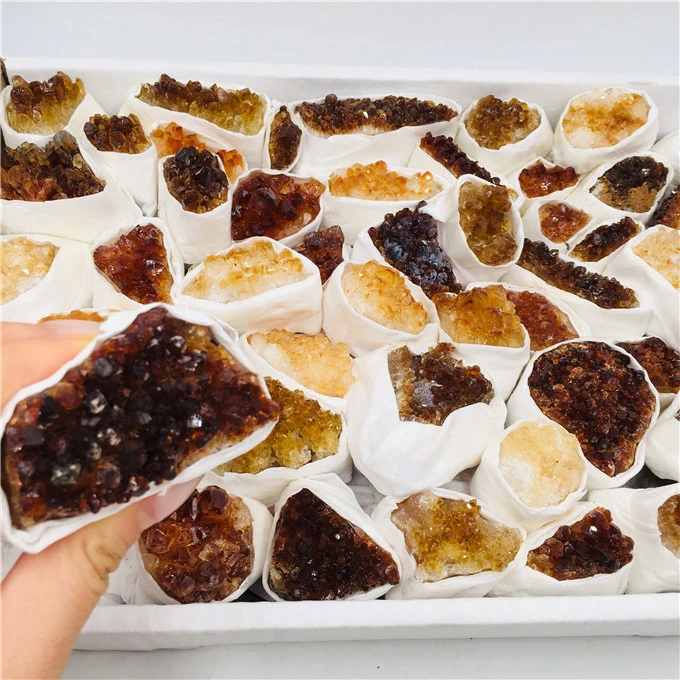 Wholesale Natural Clear Citrine Quartz Crystal Geode Gemstone Healing Citrine Crystal Cluster