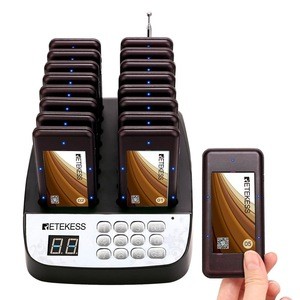Wireless Guest pager Queuing System Restaurant equipment with 1 Transmitter 16 Pagers Retekess T113