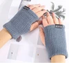 Women Half Mitten Keep Warm Mohair Thick Winter Wool Knitted Gloves