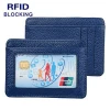 Women Mens Genuine Leather Minimalist Slim Secure Protected Anti RFID Blocking Wallet