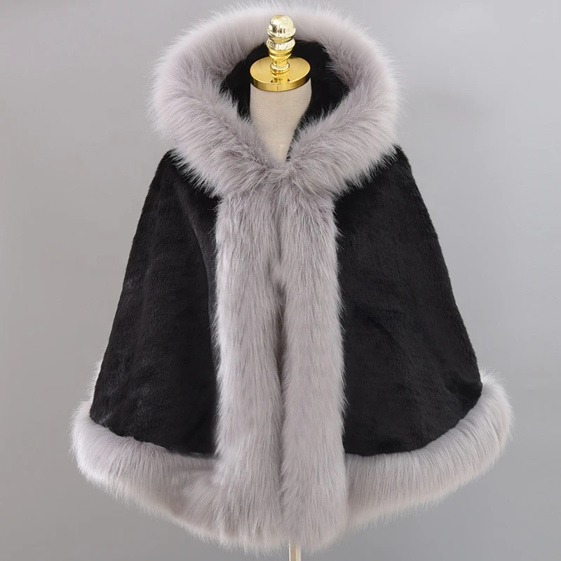 Women Plus Size Winter Long Faux Mink Fox Fur Overcoat Jacket Female Outerwear Hooded Thick Coat With Hood