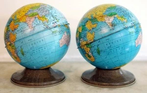 world globe with metal base