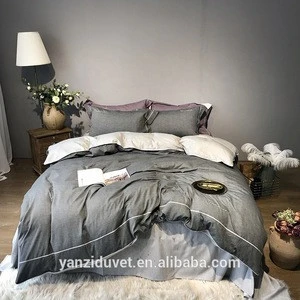 Yan zi Simple cotton solid color satin 1.8m2.0m  Man Hotel 5 Star 100% Organic Bamboo Bedding Sets