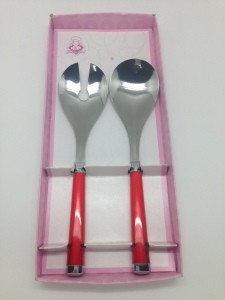 Yangjiang Factory, Salad server set with ABS handle, Spoon and fork, Stainless steel
