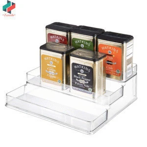 ZNF00018 Large Clear 3 Tiered Kitchen Pantry Cabinet Countertops Refrigerator Freezer Plastic Spice Storage Organizer Rack
