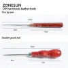 ZONESUN Patchwork DIY Manual Leather Tools Wooden Handle Sewing Awl Stitcher Leather Craft Canvas Tent Sewing Needle Kit Tool