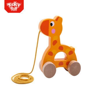 Zoo Animals Pull String Wooden Toy Pull Along Giraffe