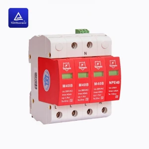 DIN rail 40kA Class C surge protection device（SPD）TUV certificated for Three-phase 380V AC system