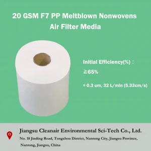 20 GSM F7 PP Meltblown Nonwovens Air Filter Media