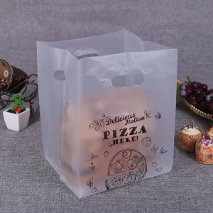 Custom Frosted Poly Shopping Takeaway Bags With Die Cut Handle