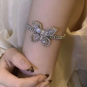 Full Paved CZ Butterfly Bracelet Luxury Crystal Bangle Adjustable Chain Women Wedding Jewelry