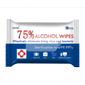 Easy carrying 75% Alcohol Wet Sanitizing Wipes 10pcs per bag