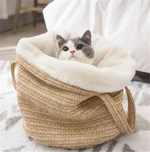 Dog bed cat bed Long Plush Soft Pet Bed Kennel Round Winter Warm Sleeping Bag