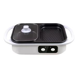 2-in-1 Hot Pot & Grill, Electric Skillet Tabletop BBQ Plate, Dual-Control Multi-Cooker for Home & OEM Wholesale