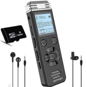 2020 New Arrival Aomago 16GB 1536kbps PCM Recording Sound Recorder With MP3 Playback