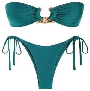2025 Women's  Lace-Up Bikini Two-Piece Sets XL Size Waterproof Cover High Waist Bottoms Triangle Briefs Swim Plus S