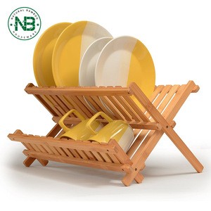 100% organic natural bamboo kitchen dish tray storage rack organizer