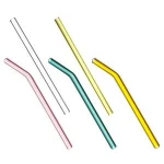 10*200mm Home Party Barware Bar Accessories bent glass straws juice drinking straw