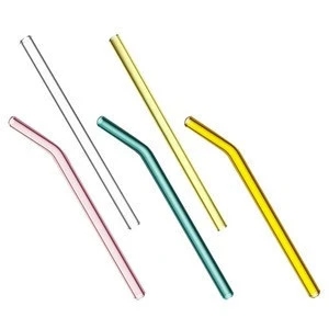 10*200mm Home Party Barware Bar Accessories bent glass straws juice drinking straw